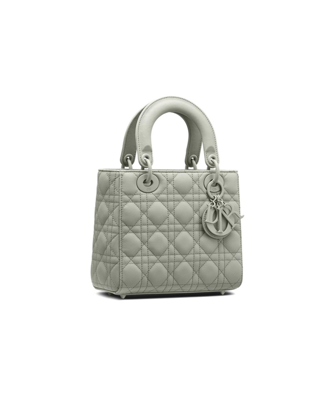 CHRISTIAN DIOR Серая кожаная сумка с короткими ручками, фото 2