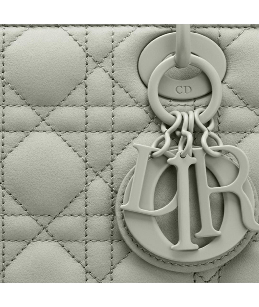 CHRISTIAN DIOR Серая кожаная сумка с короткими ручками, фото 4