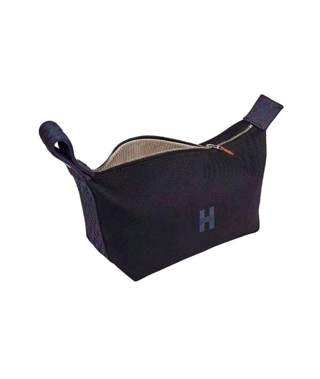 HERMES Черная тканевая косметичка, фото 5