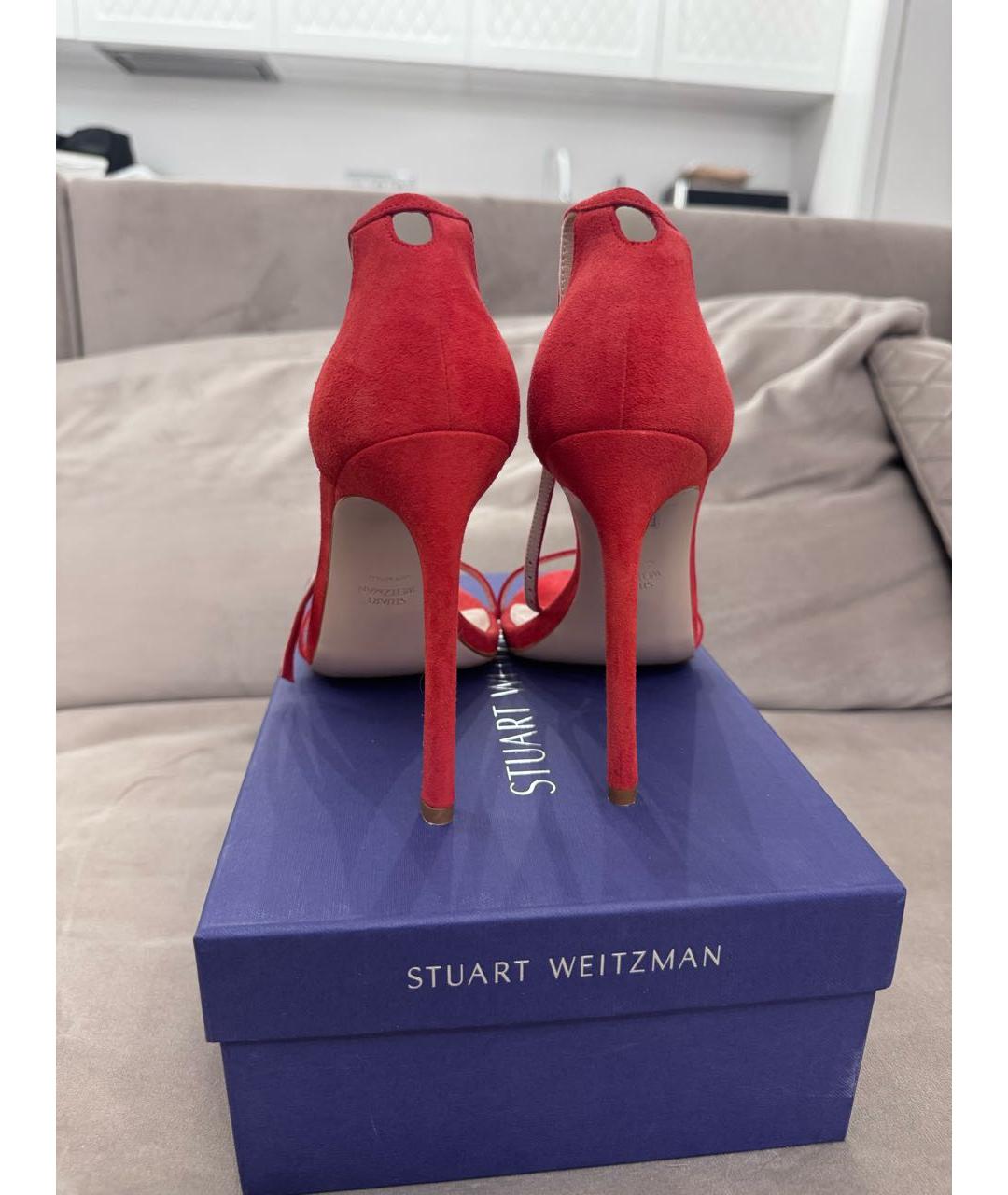 STUART WEITZMAN Красные замшевые босоножки, фото 4