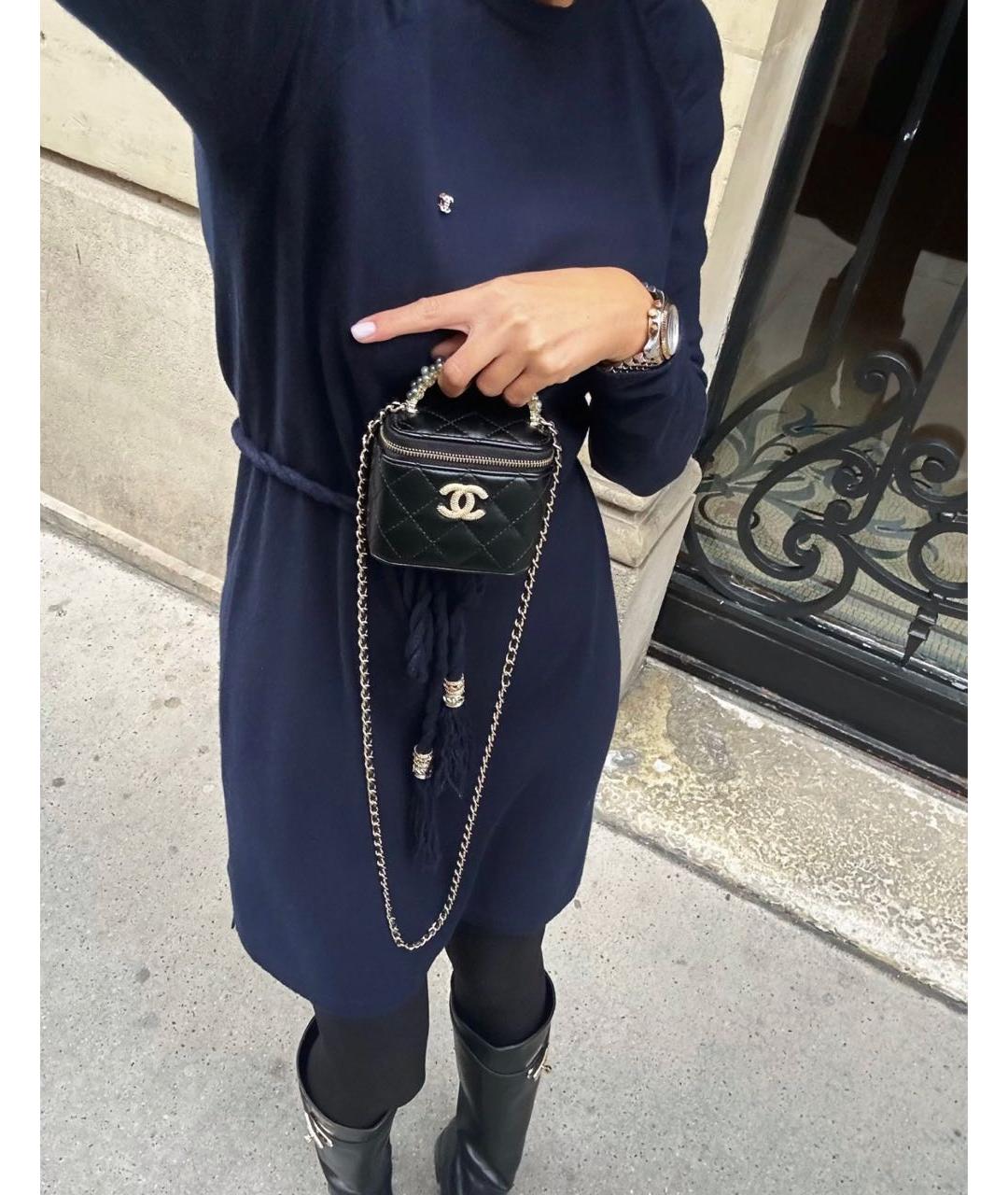 CHANEL Темно-синее кашемировое повседневное платье, фото 7