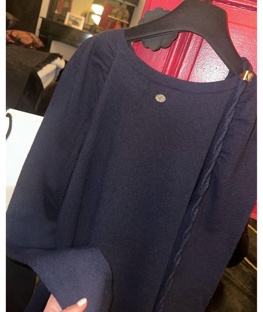 CHANEL Темно-синее кашемировое повседневное платье, фото 5