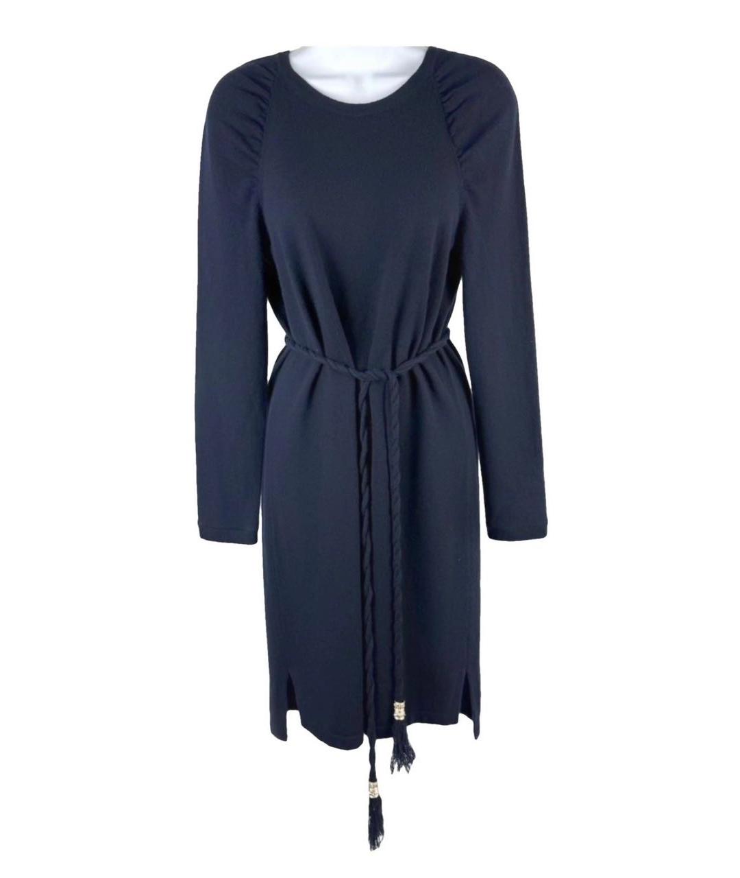 CHANEL Темно-синее кашемировое повседневное платье, фото 9