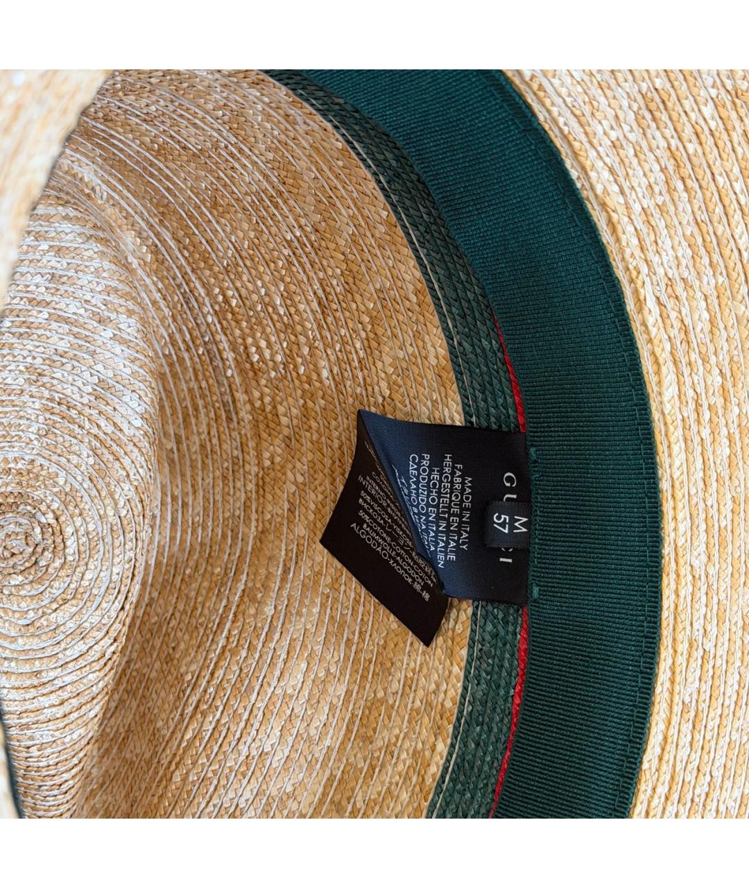 GUCCI Бежевая соломенная шляпа, фото 3