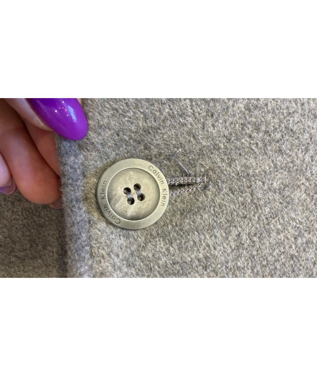 CALVIN KLEIN Серое шерстяное пальто, фото 6