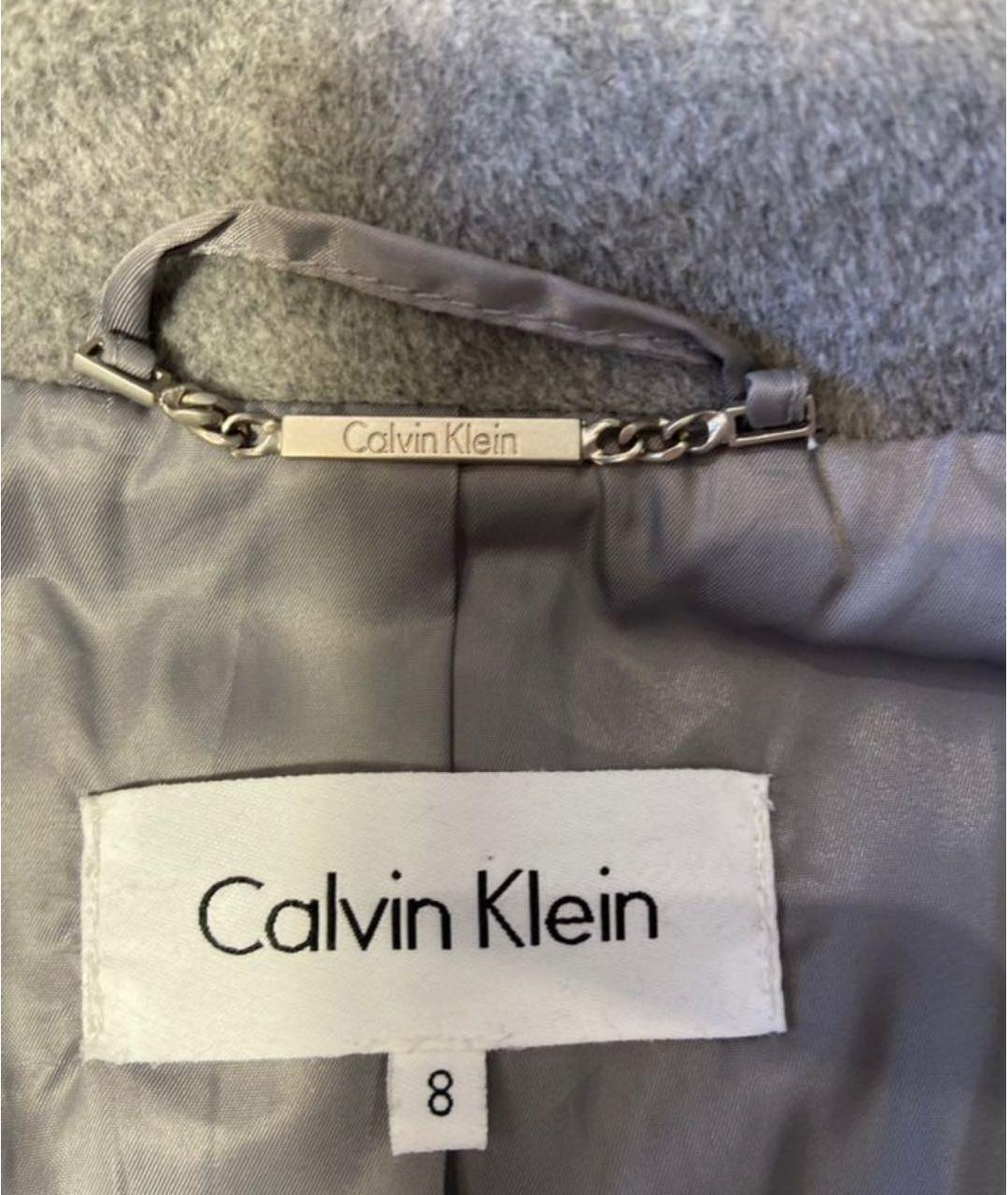 CALVIN KLEIN Серое шерстяное пальто, фото 7