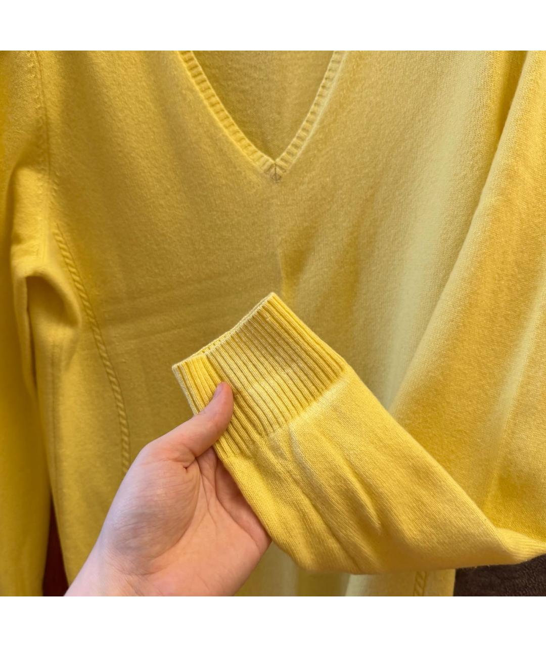 LORO PIANA Желтый кашемировый джемпер / свитер, фото 4