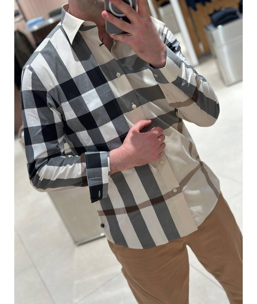 BURBERRY Коричневая хлопковая классическая рубашка, фото 5