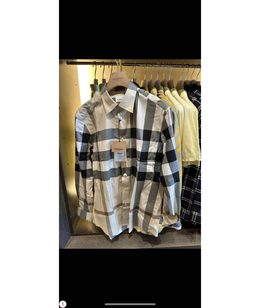 BURBERRY Коричневая хлопковая классическая рубашка, фото 9