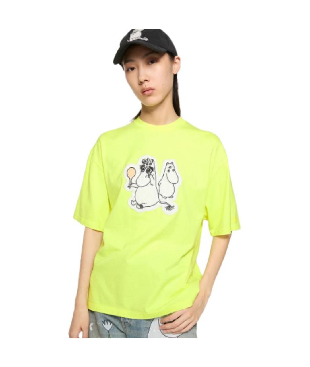 ACNE STUDIOS Желтая хлопковая футболка, фото 2