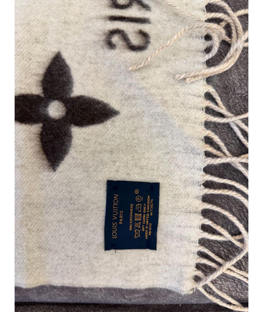 LOUIS VUITTON Коричневый кашемировый шарф, фото 3