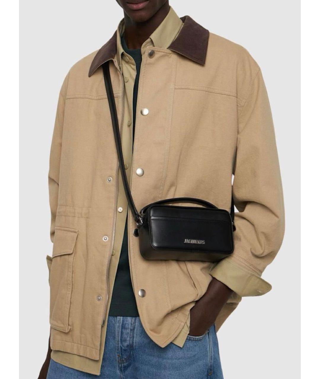 JACQUEMUS Черная кожаная сумка на плечо, фото 5