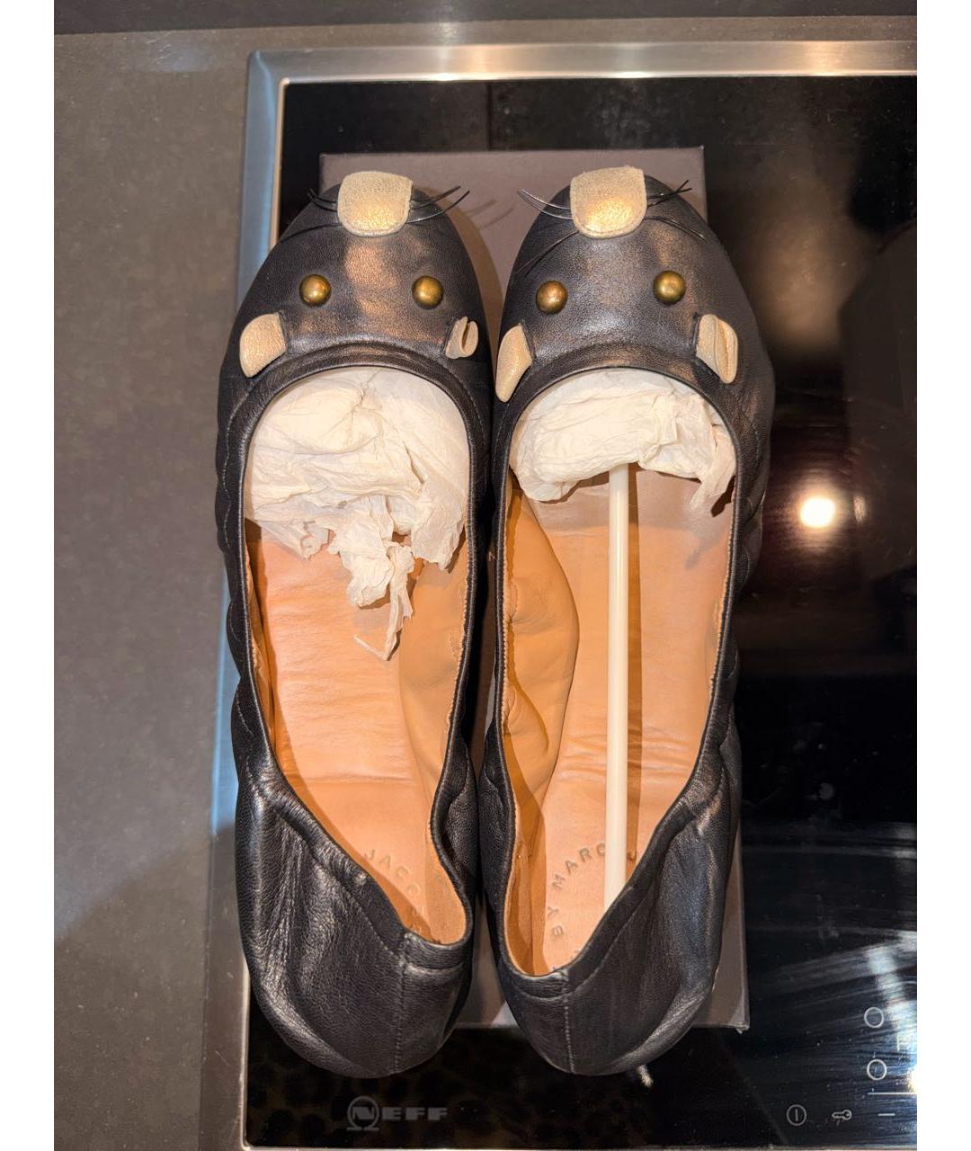 MARC BY MARC JACOBS Черные кожаные балетки, фото 8