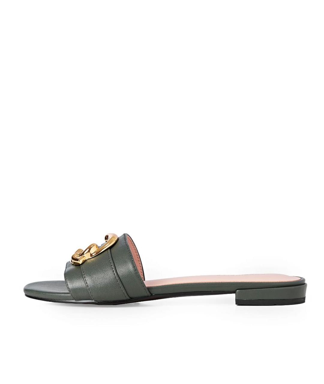 COCCINELLE Зеленые кожаные шлепанцы, фото 9