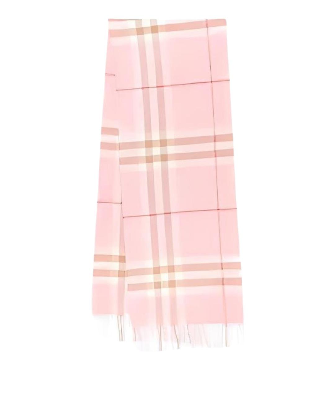 BURBERRY Розовый шерстяной шарф, фото 1