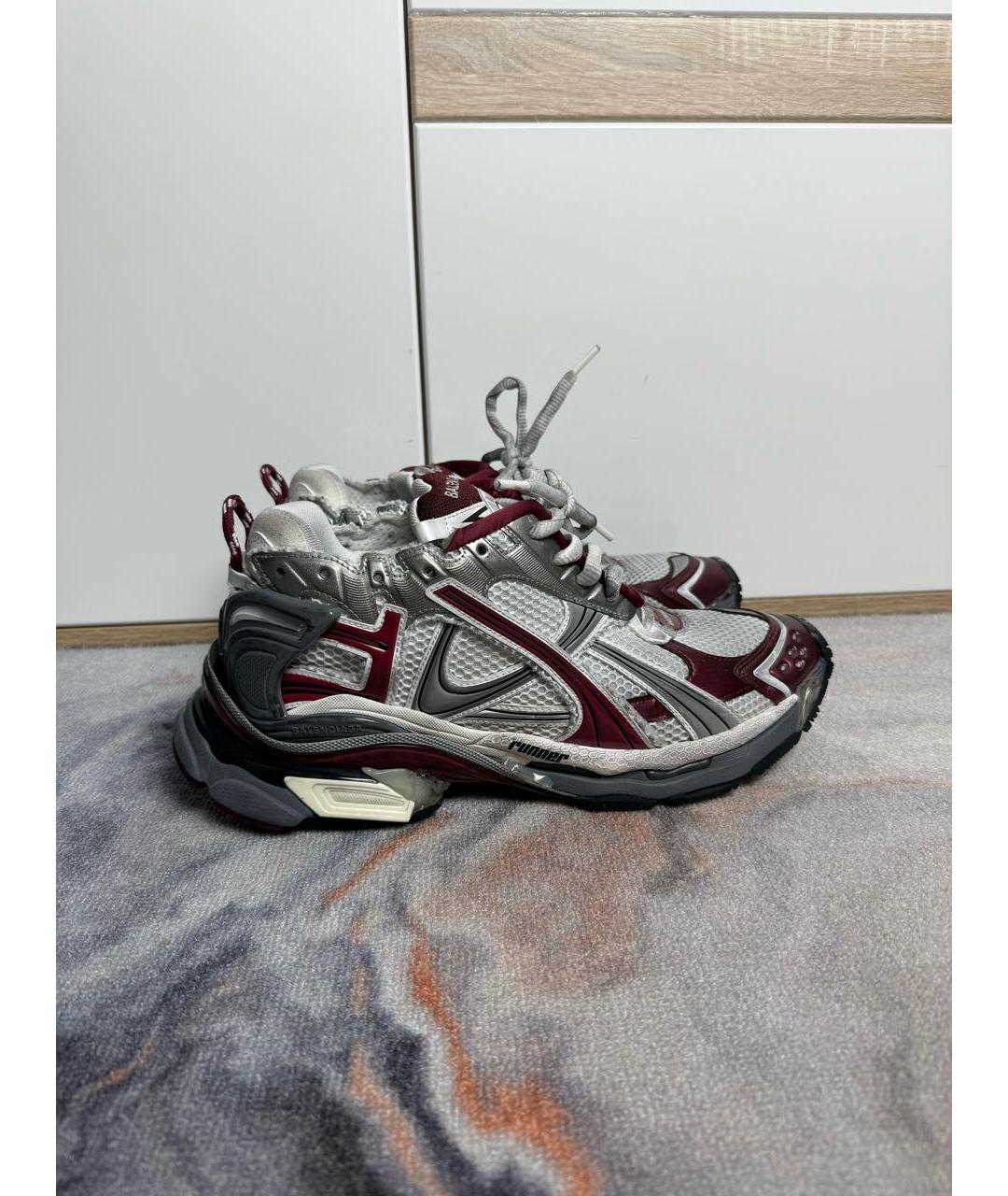 BALENCIAGA Бордовые синтетические низкие кроссовки / кеды, фото 7