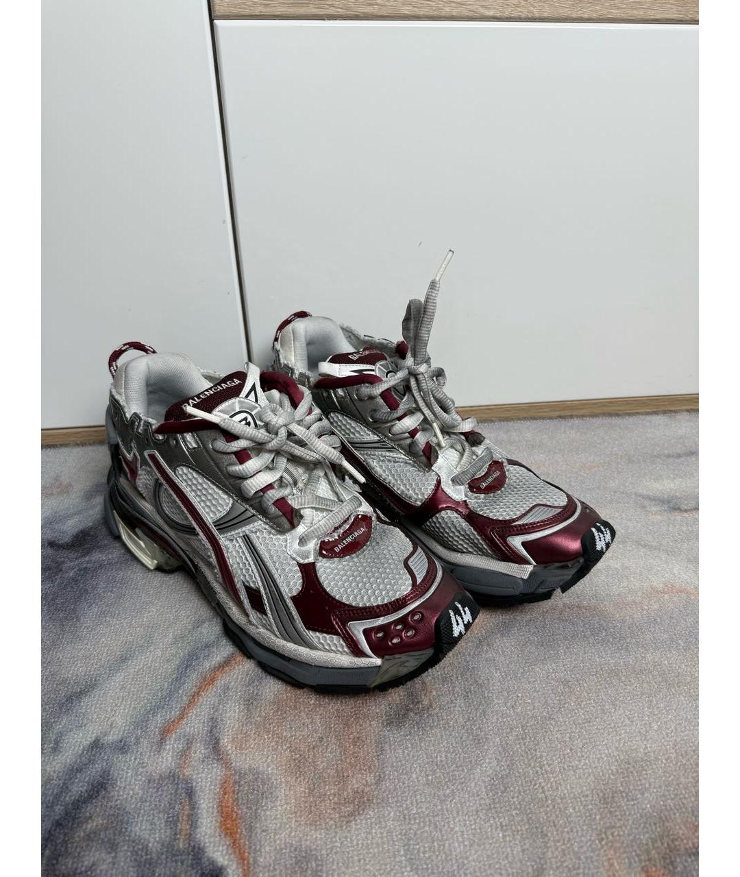 BALENCIAGA Бордовые синтетические низкие кроссовки / кеды, фото 4