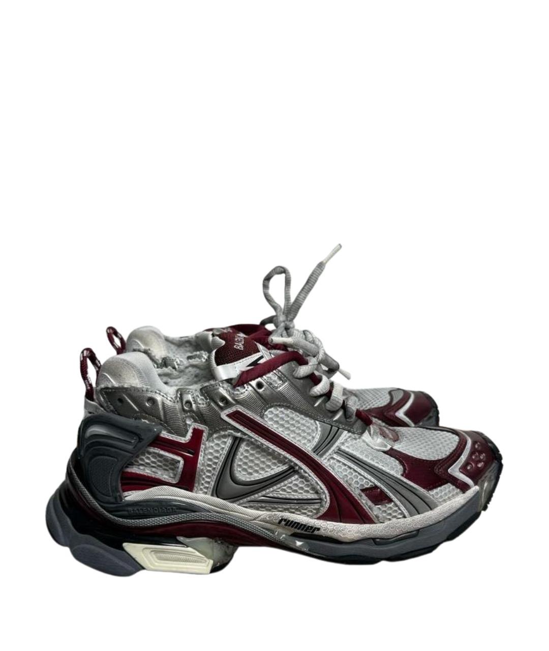 BALENCIAGA Бордовые синтетические низкие кроссовки / кеды, фото 1