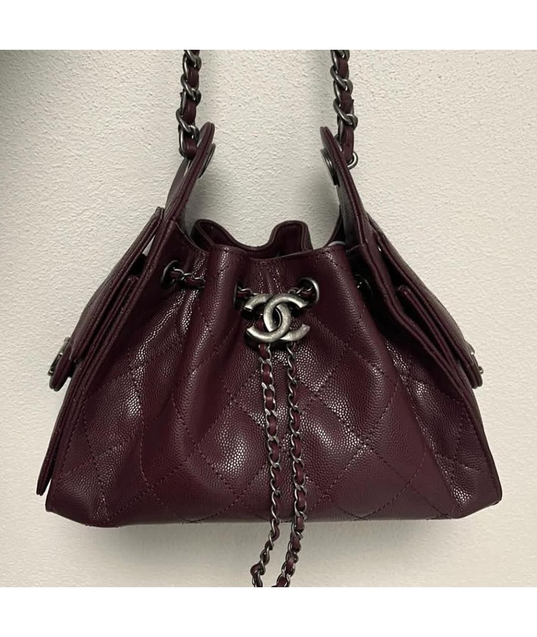 CHANEL Бордовая кожаная сумка через плечо, фото 3