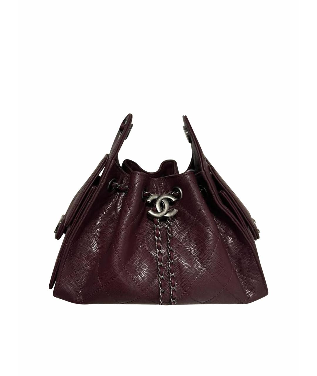 CHANEL Бордовая кожаная сумка через плечо, фото 1