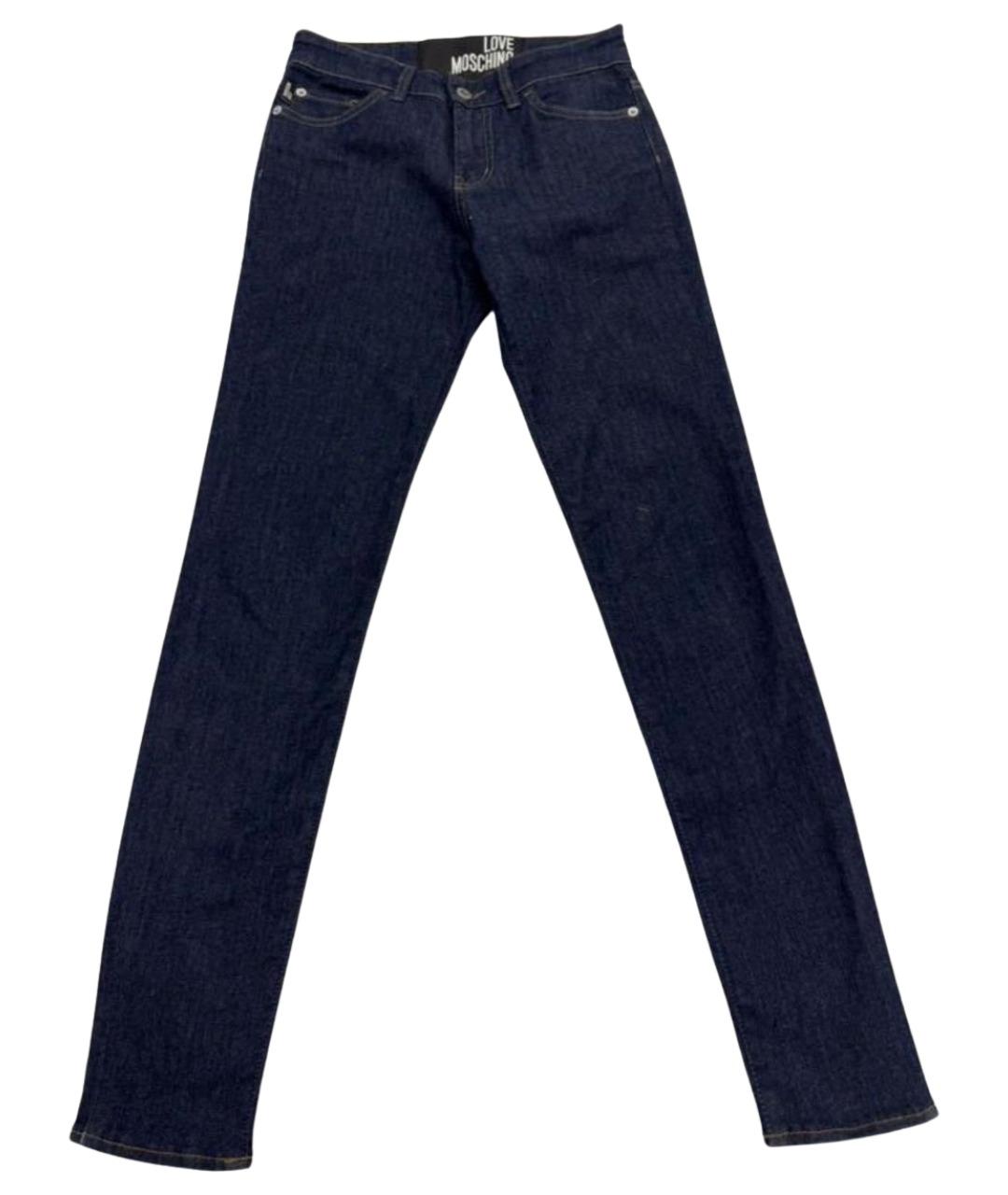 LOVE MOSCHINO Темно-синие хлопковые джинсы слим, фото 1