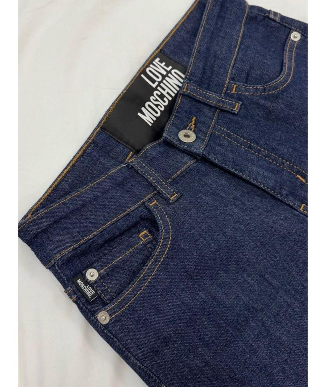 LOVE MOSCHINO Темно-синие хлопковые джинсы слим, фото 3