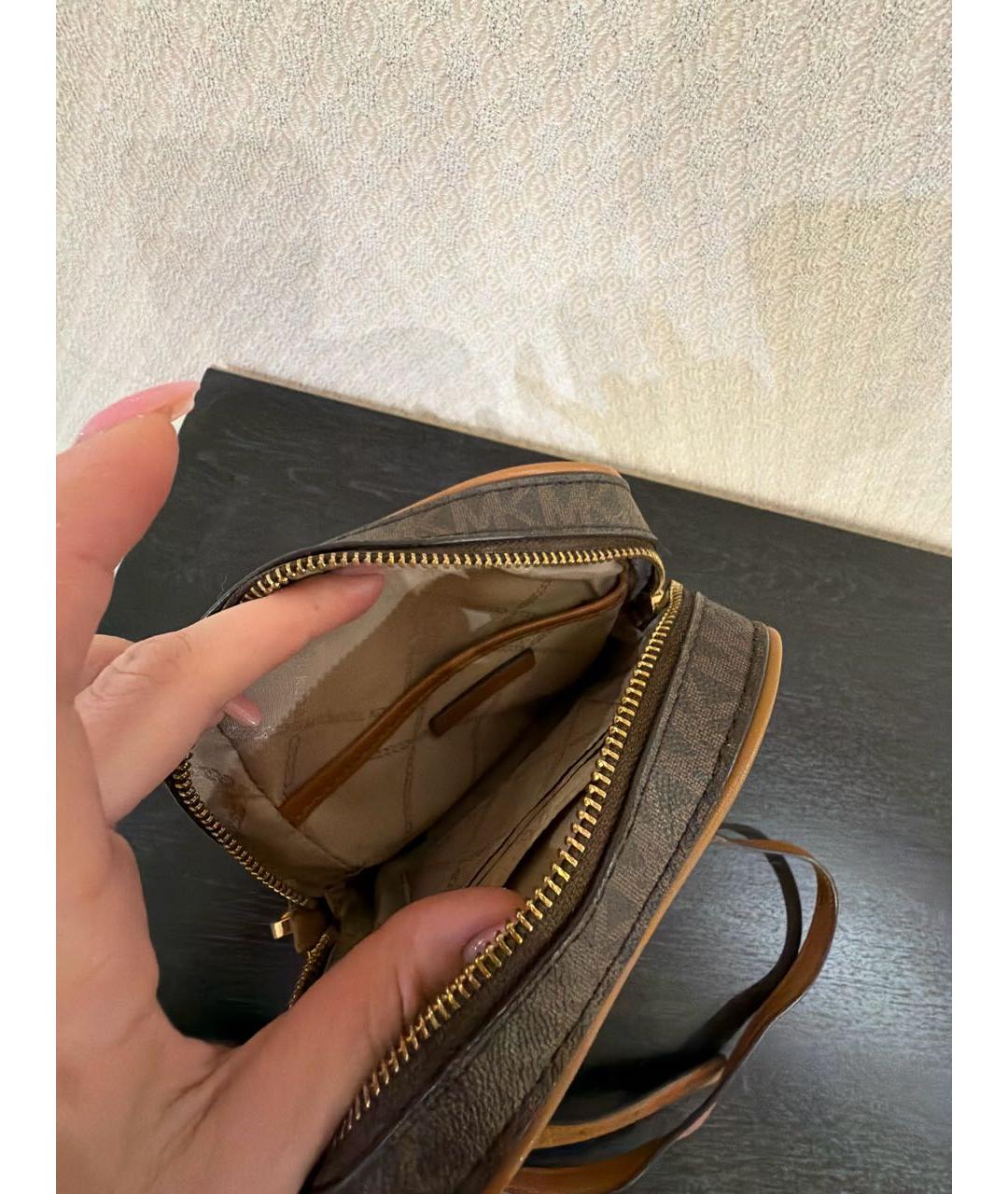 MICHAEL KORS Коричневая сумка через плечо из искусственной кожи, фото 4