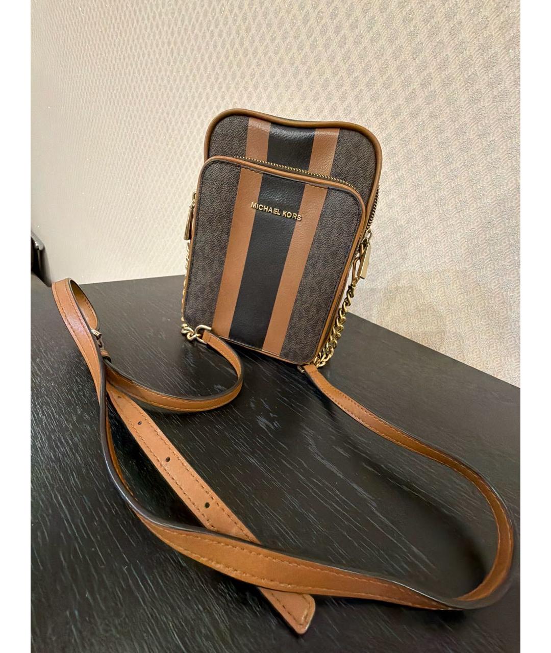 MICHAEL KORS Коричневая сумка через плечо из искусственной кожи, фото 2