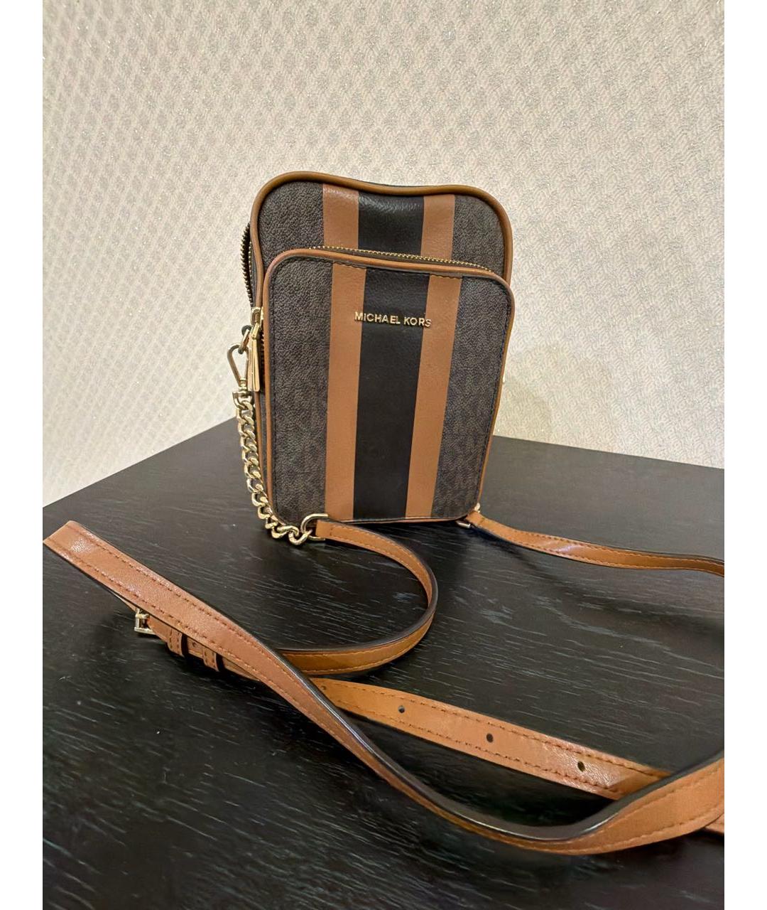 MICHAEL KORS Коричневая сумка через плечо из искусственной кожи, фото 5