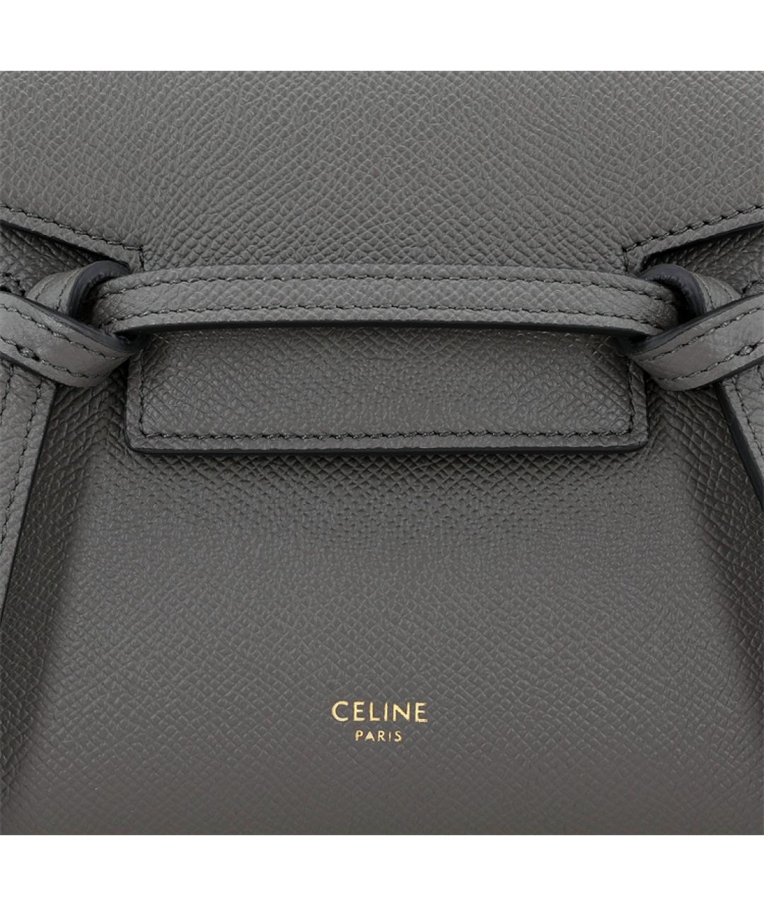 CELINE Серая кожаная сумка тоут, фото 8