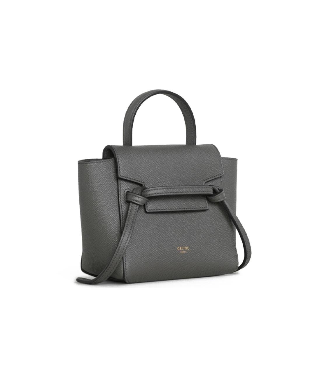 CELINE Серая кожаная сумка тоут, фото 3
