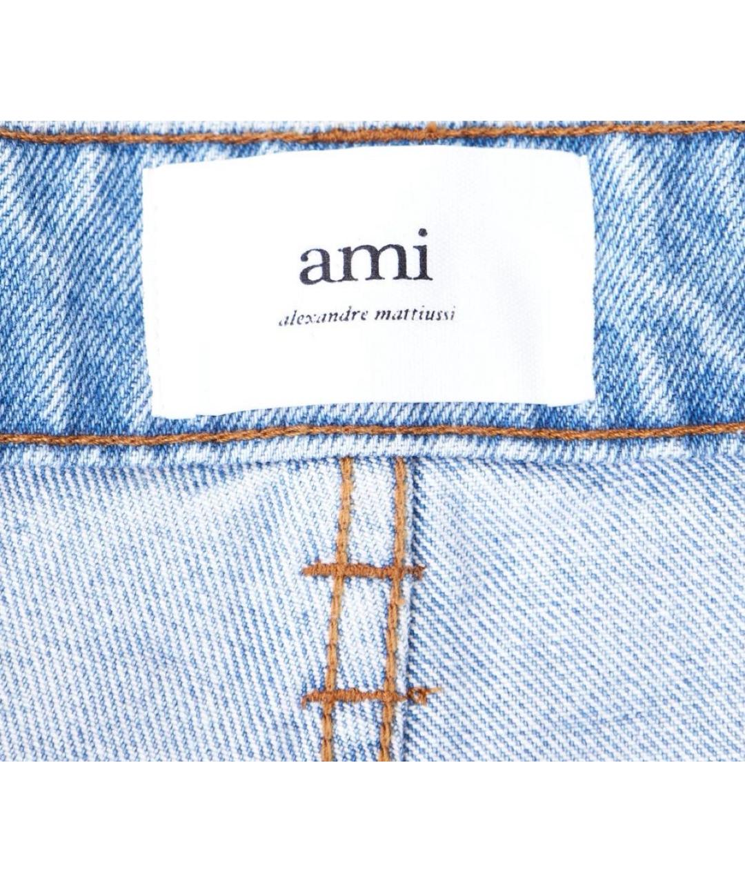 AMI ALEXANDRE MATTIUSSI Голубые хлопковые прямые джинсы, фото 3