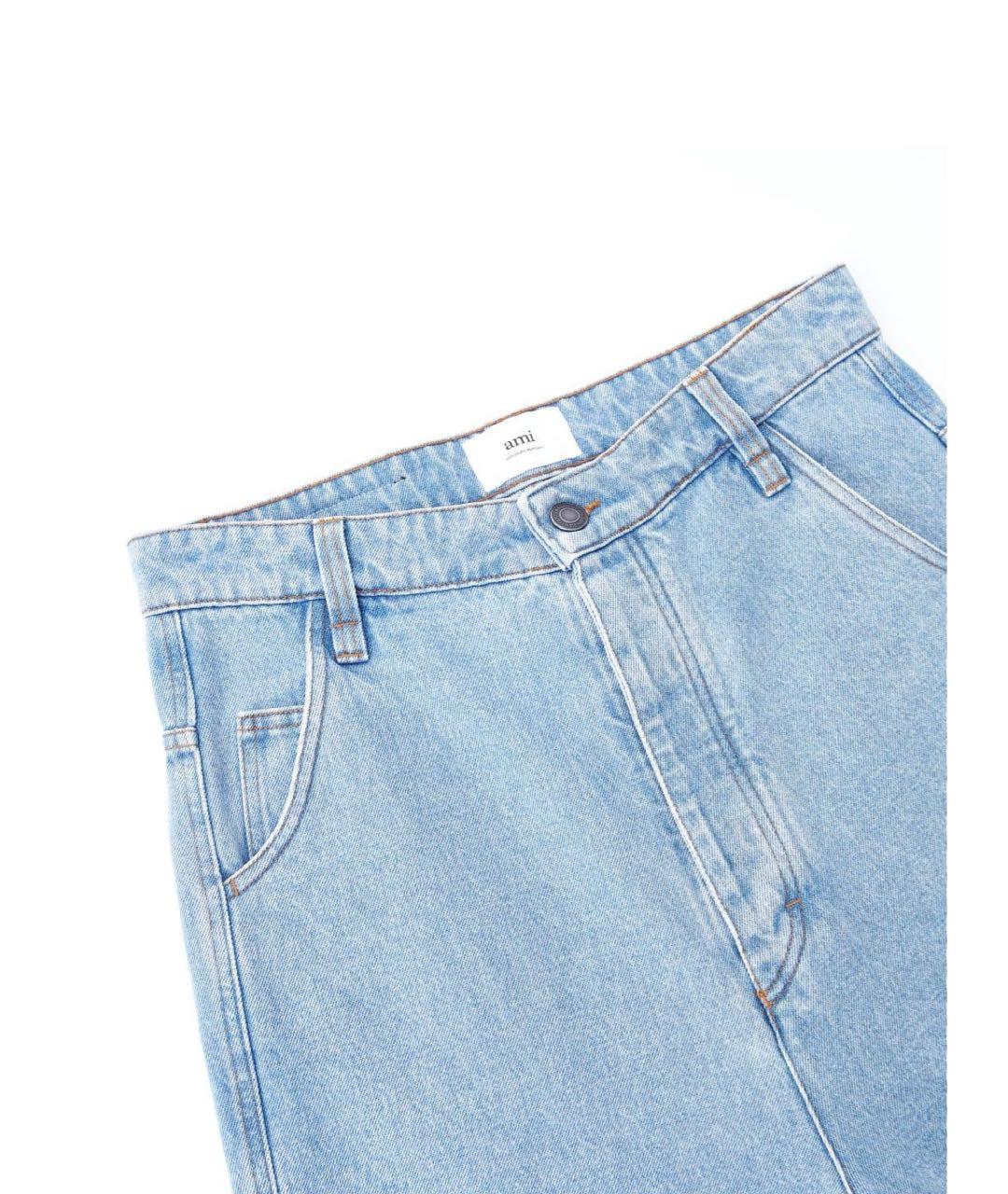 AMI ALEXANDRE MATTIUSSI Голубые хлопковые прямые джинсы, фото 6