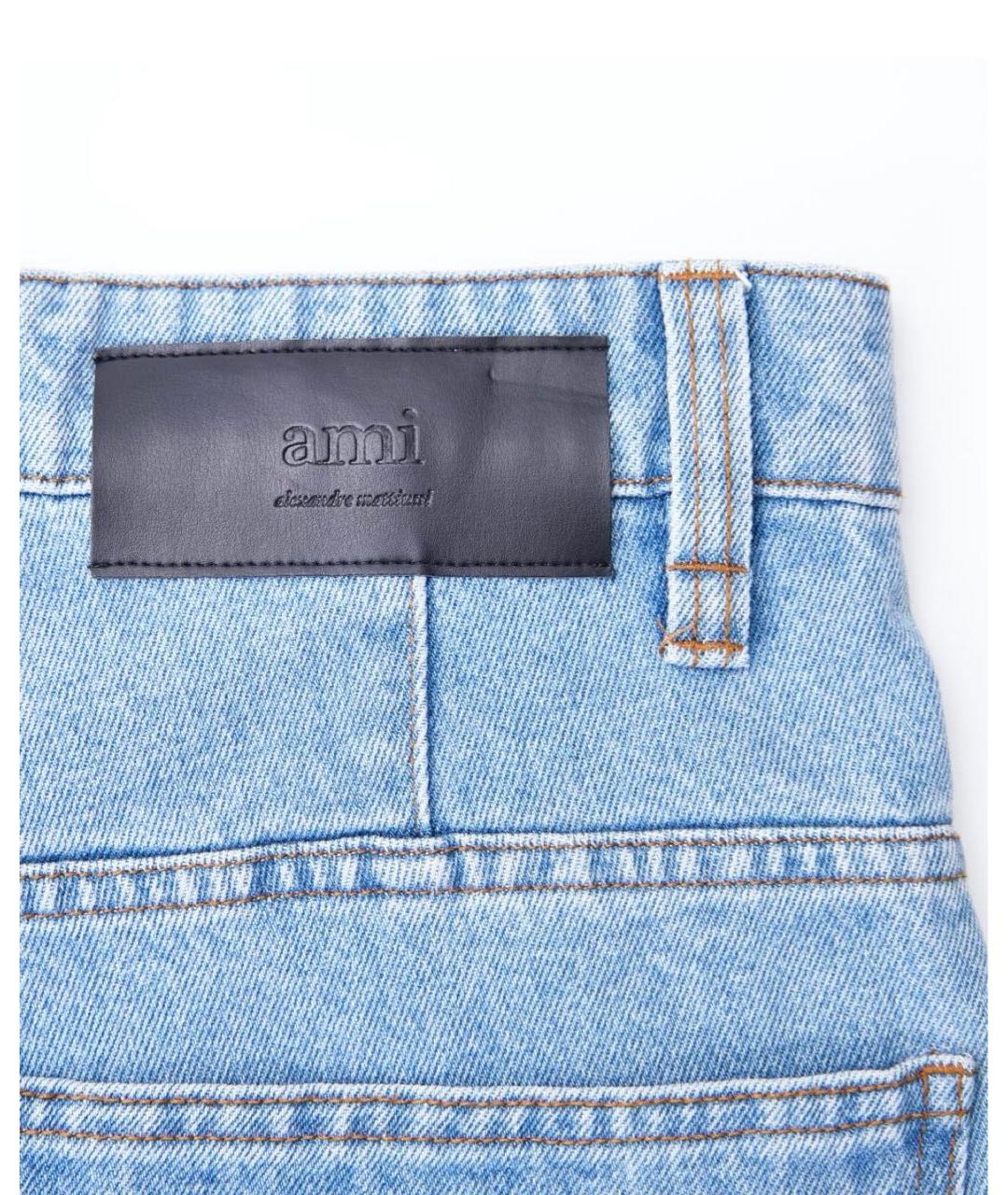 AMI ALEXANDRE MATTIUSSI Голубые хлопковые прямые джинсы, фото 7