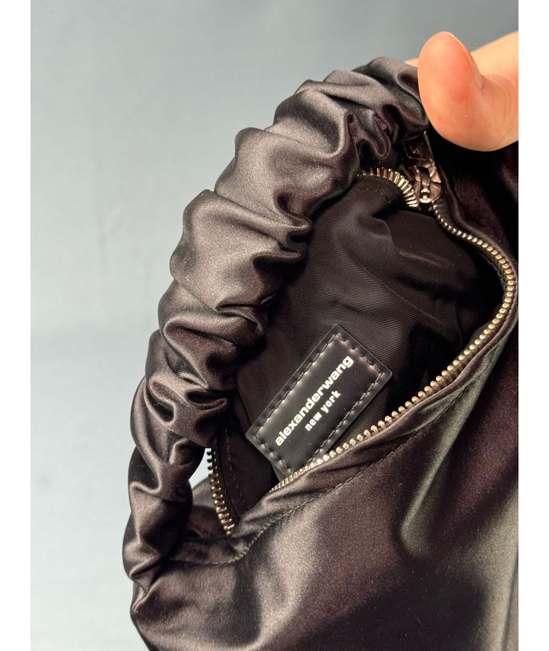 ALEXANDER WANG Коричневая шелковая сумка с короткими ручками, фото 4