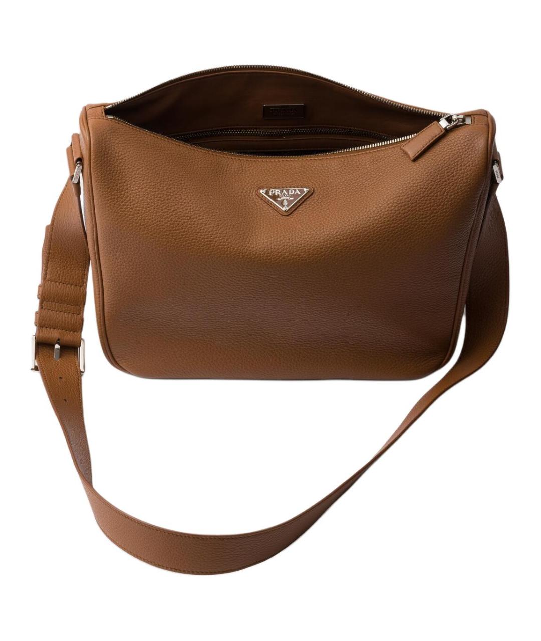 PRADA Коричневая кожаная сумка через плечо, фото 4
