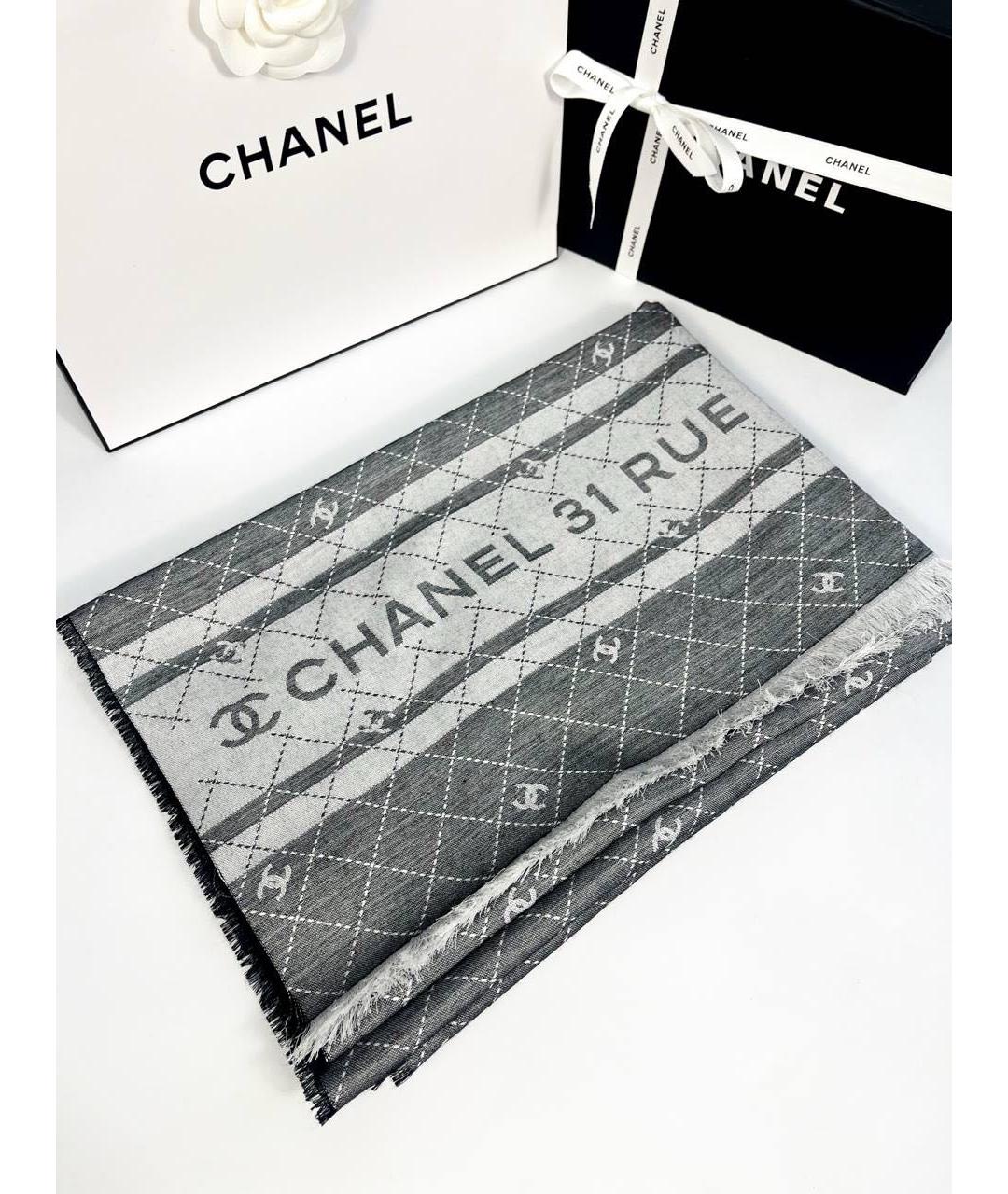 CHANEL Серый шарф, фото 8