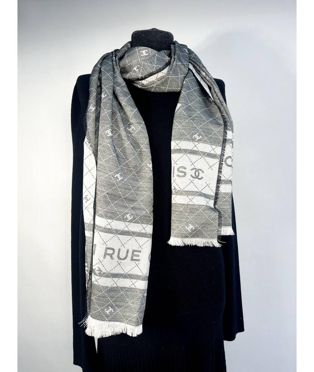 CHANEL Серый шарф, фото 5