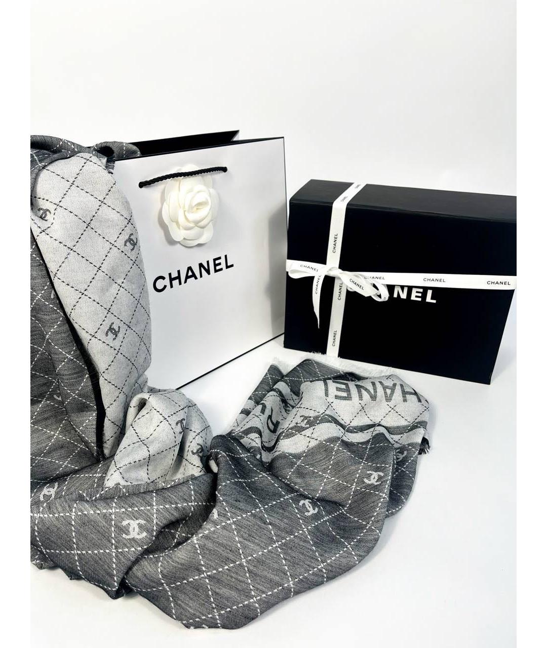 CHANEL Серый шарф, фото 2