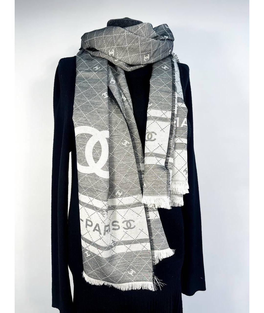 CHANEL Серый шарф, фото 6