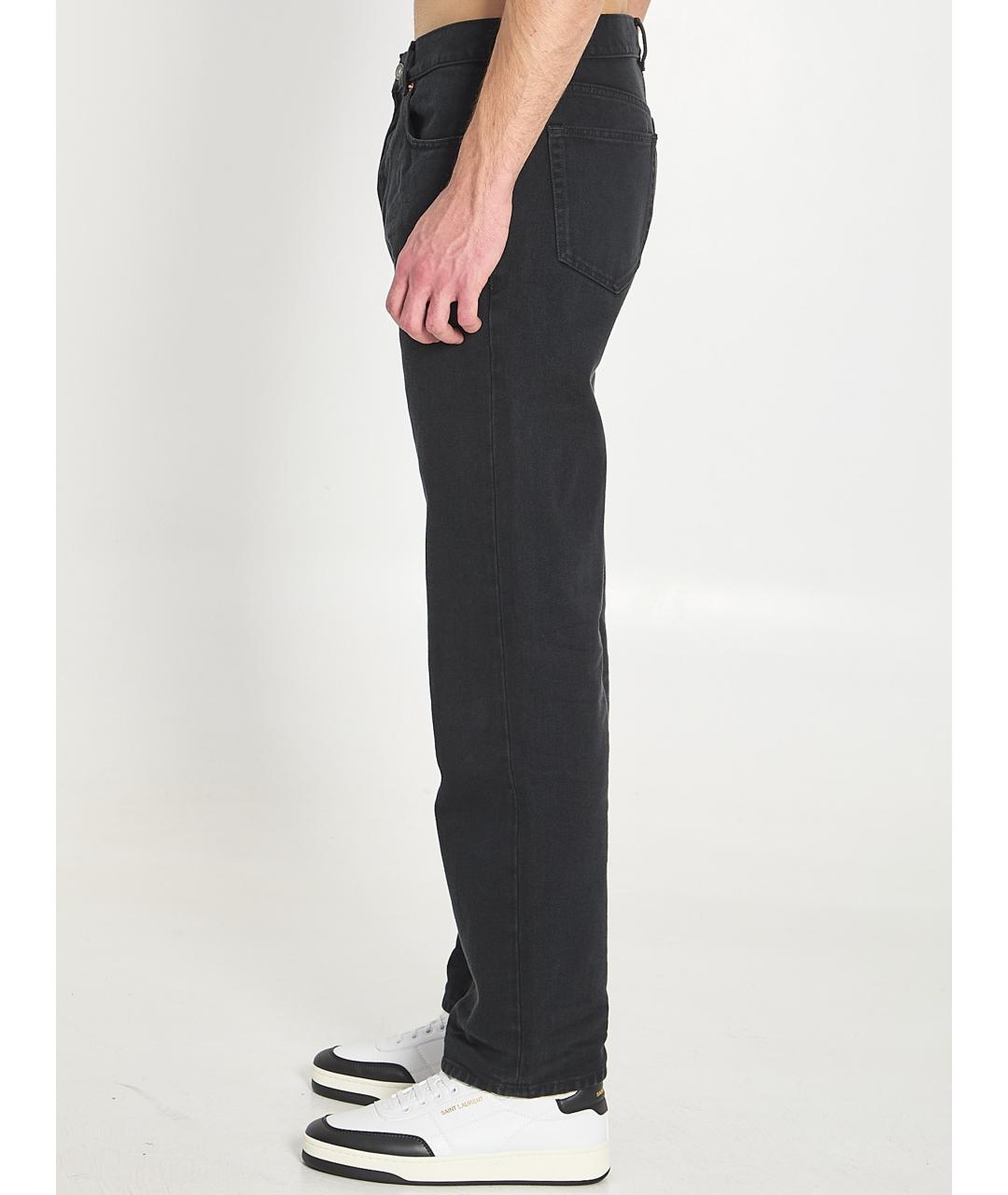 SAINT LAURENT Черные хлопковые прямые джинсы, фото 4