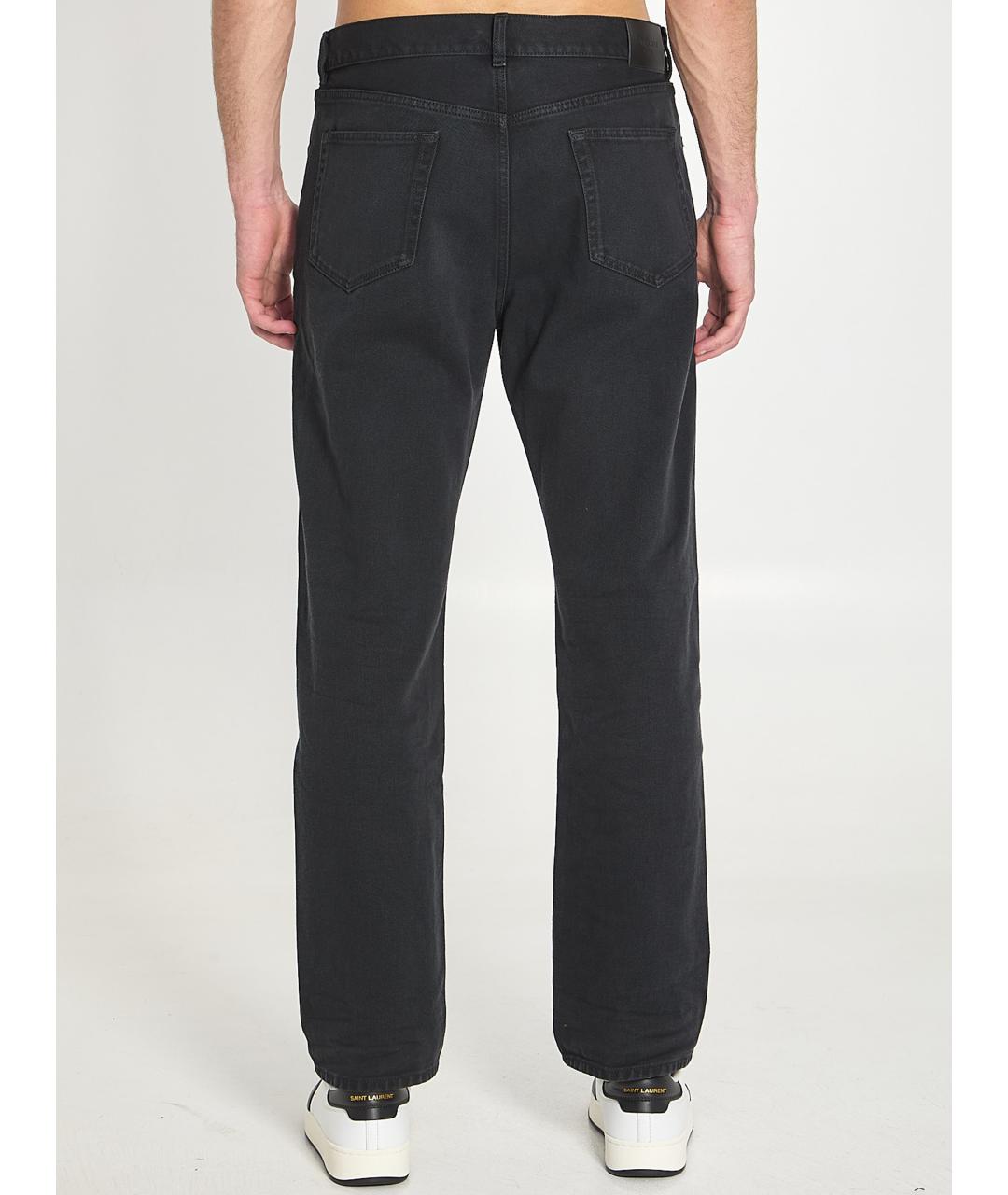 SAINT LAURENT Черные хлопковые прямые джинсы, фото 5