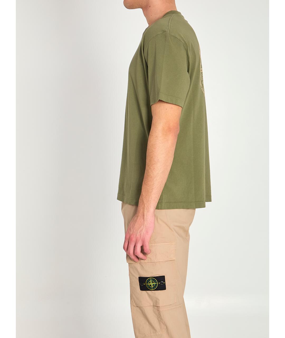 STONE ISLAND Зеленая хлопковая футболка, фото 4