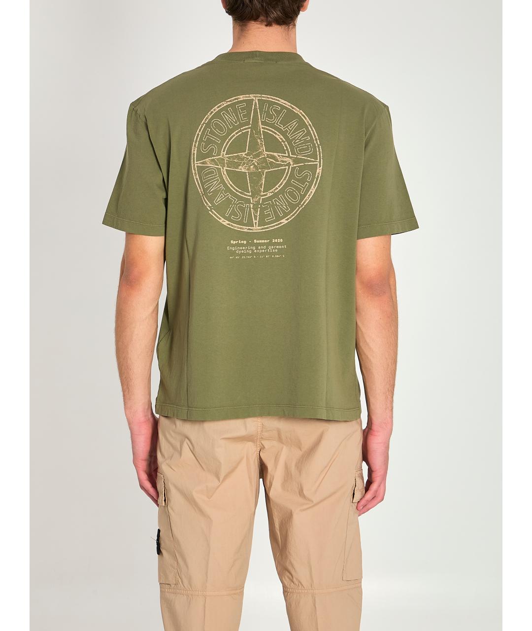 STONE ISLAND Зеленая хлопковая футболка, фото 5