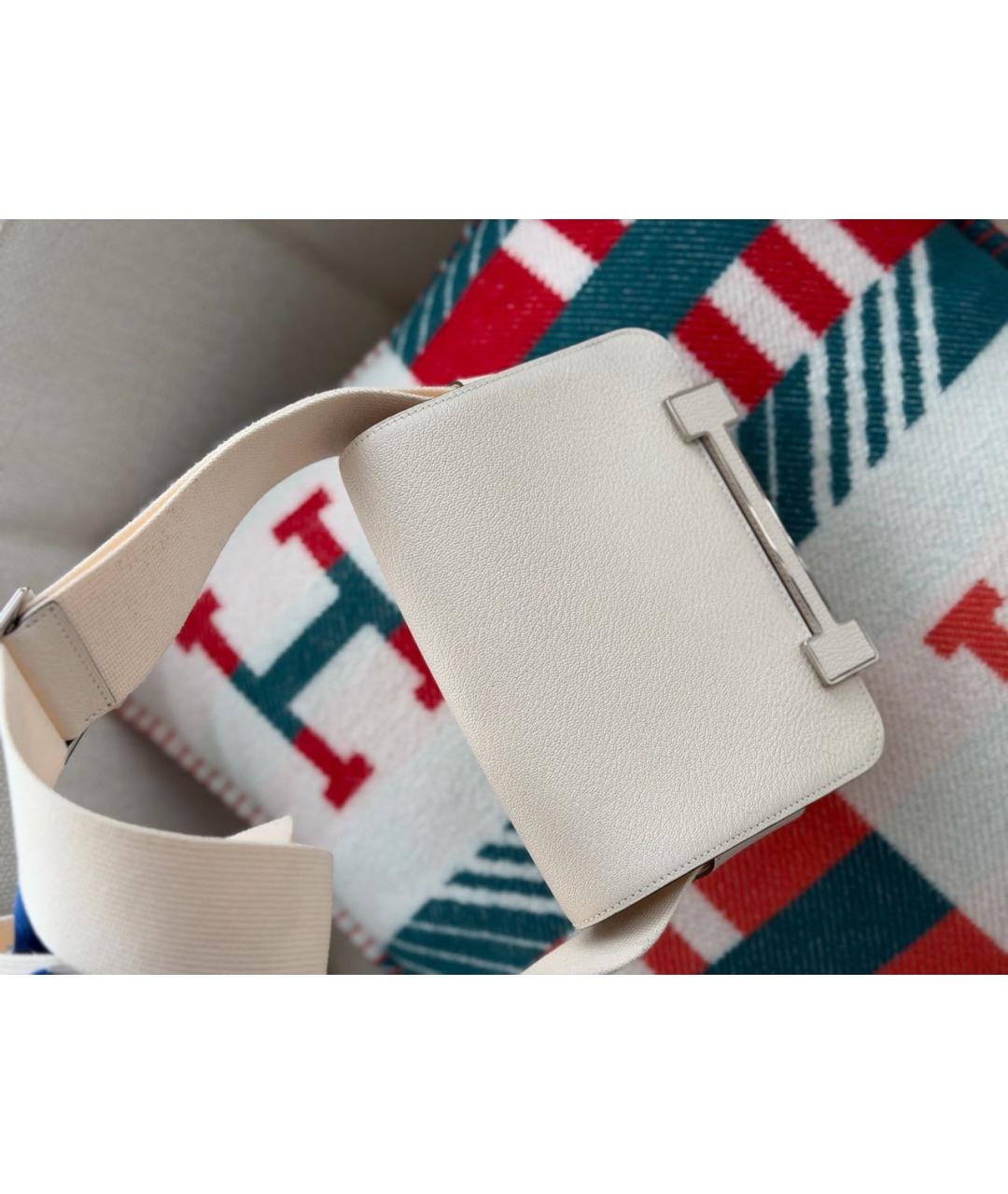 HERMES Белая кожаная сумка через плечо, фото 2