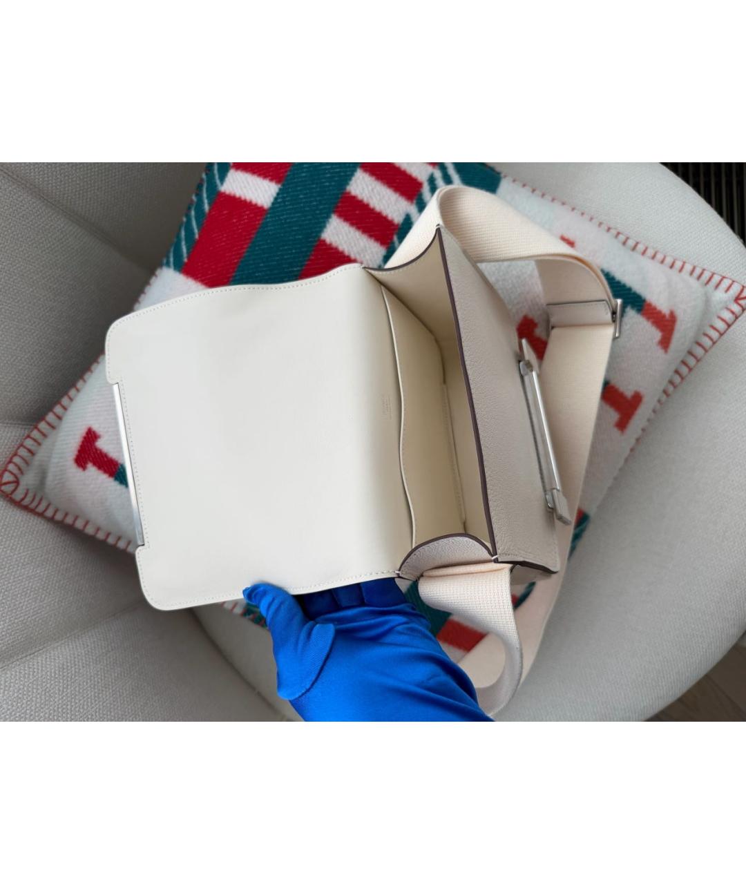 HERMES Белая кожаная сумка через плечо, фото 7