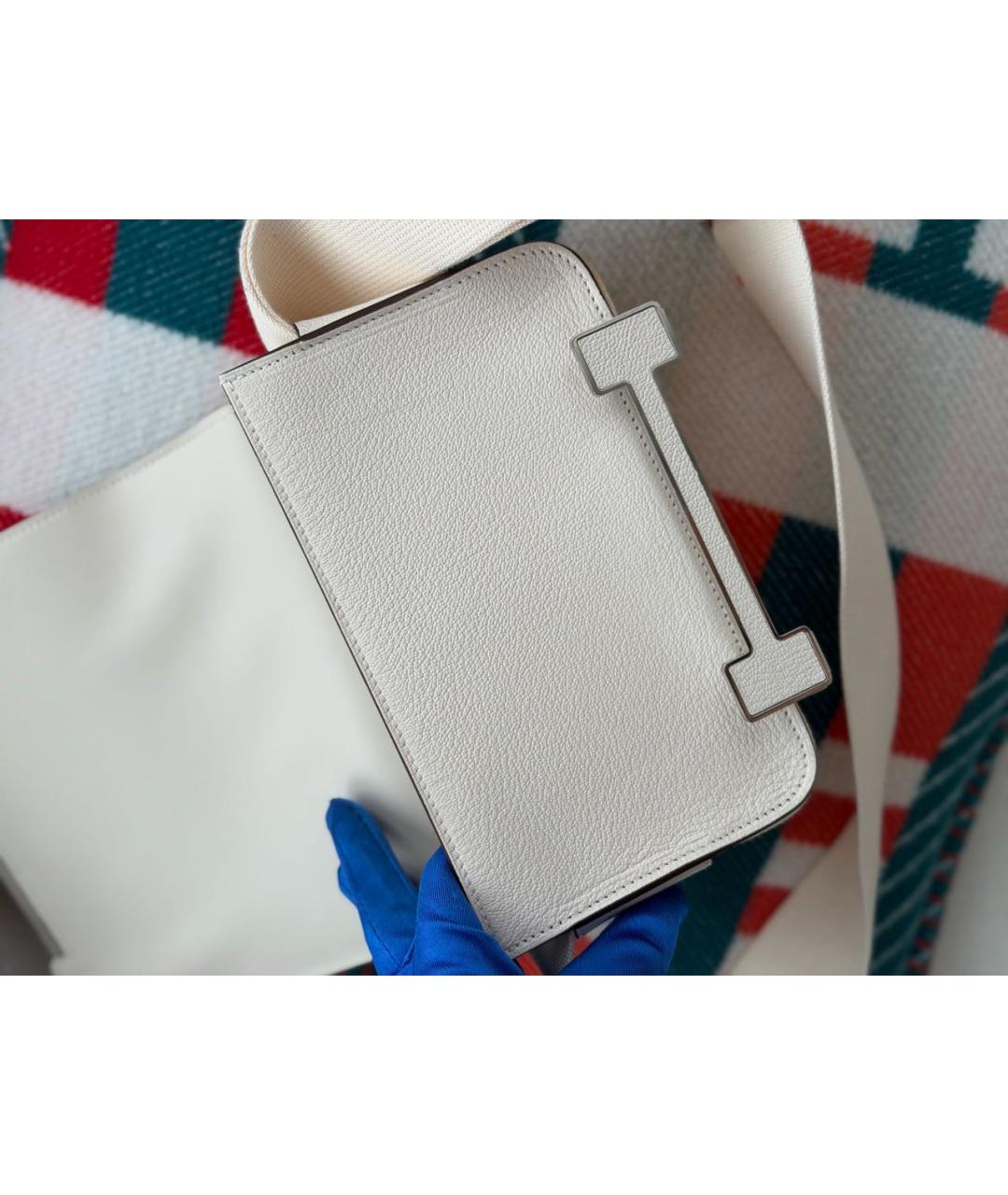 HERMES Белая кожаная сумка через плечо, фото 8