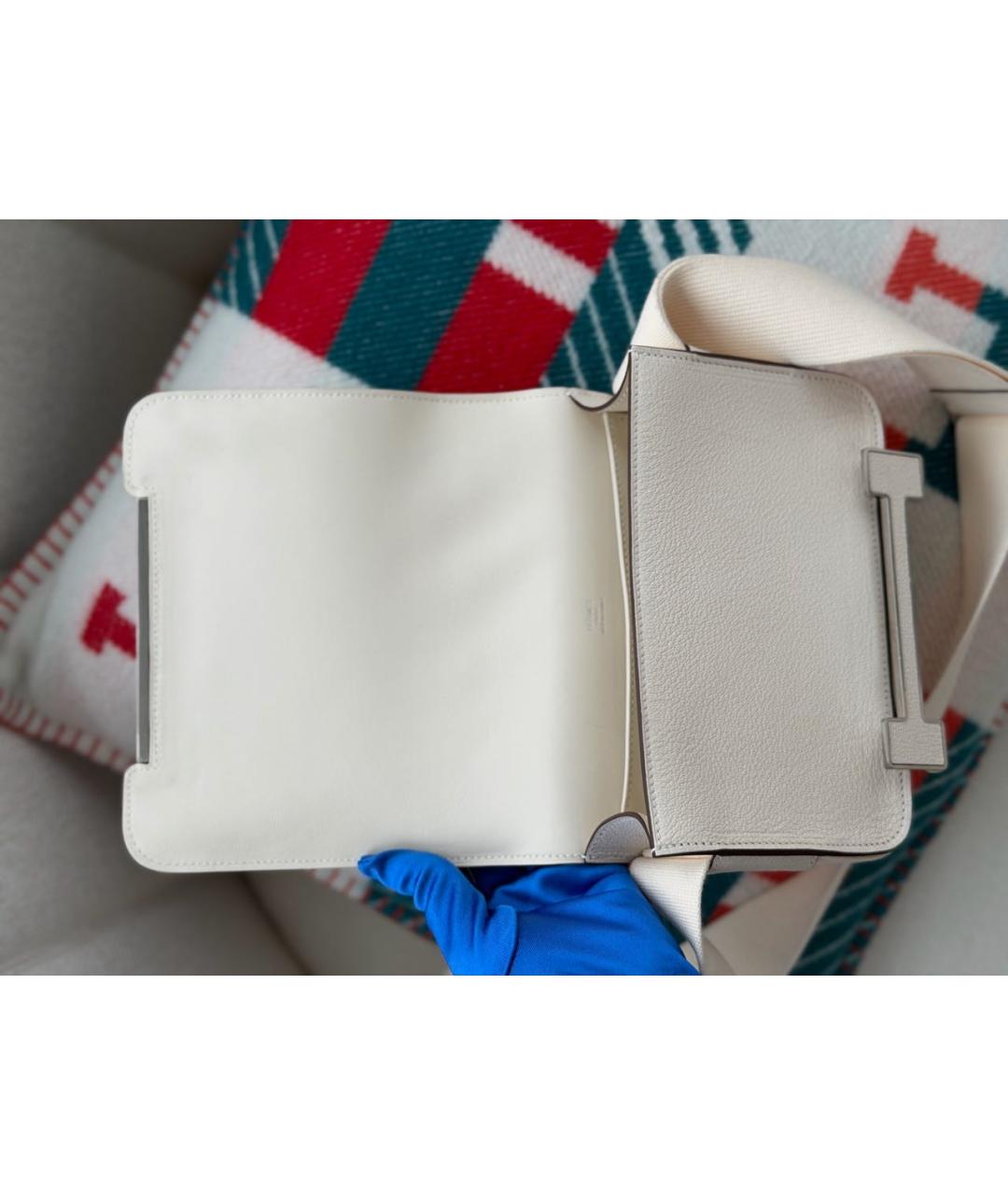 HERMES Белая кожаная сумка через плечо, фото 4