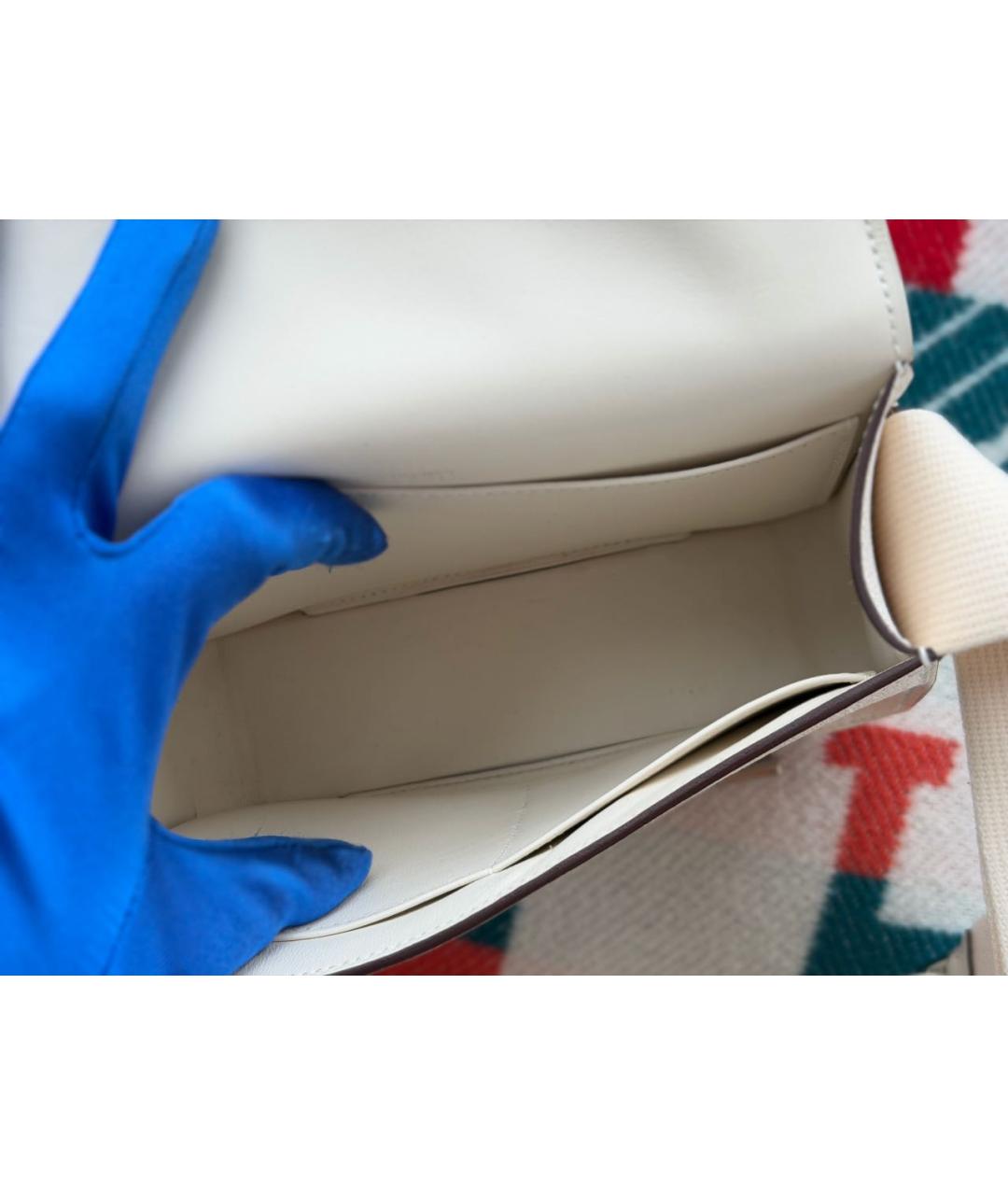 HERMES Белая кожаная сумка через плечо, фото 6