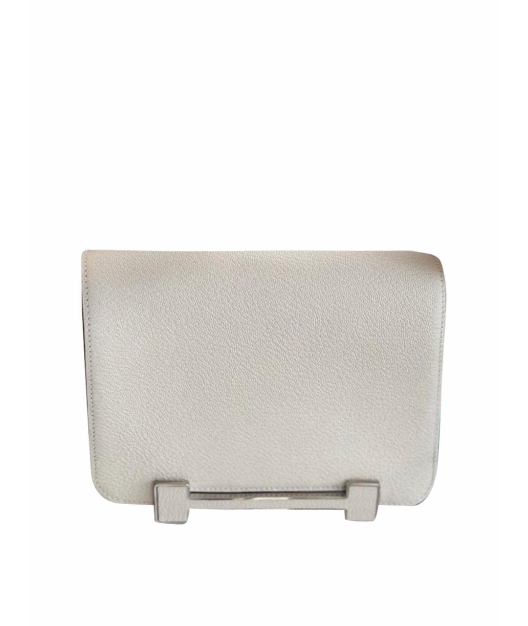 HERMES Белая кожаная сумка через плечо, фото 1